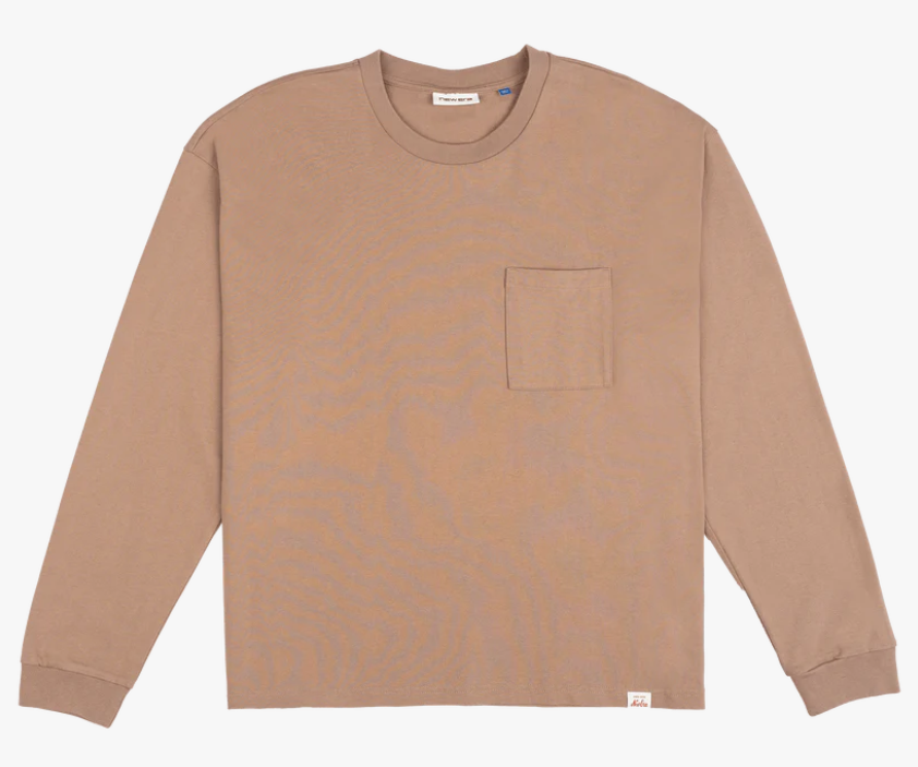Alden Heavyweight Taupe Gray Long Sleeve Pocket T-Shirt