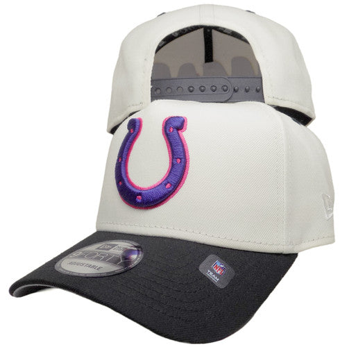 Indianapolis Colts New Era Chrome 9Forty AF Snapback - Cream, Black, Purple