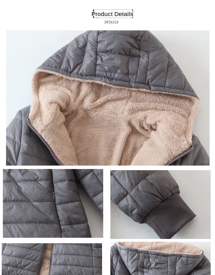Women's Mid Long Korean hooded Slim Fit padded coat Long Sleeve Casual Outwear