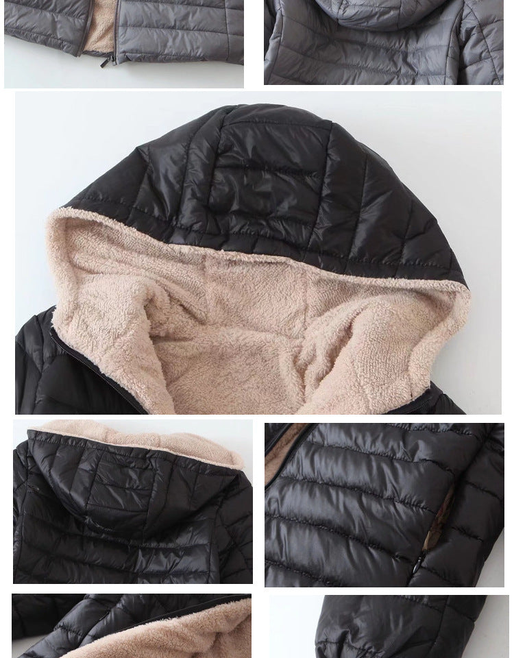 Women's Mid Long Korean hooded Slim Fit padded coat Long Sleeve Casual Outwear