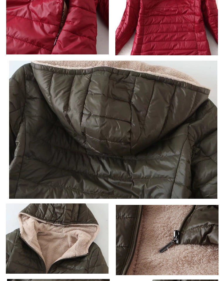 Women's Mid Long Korean hooded Slim Fit padded coat Long Sleeve Casual Outwear