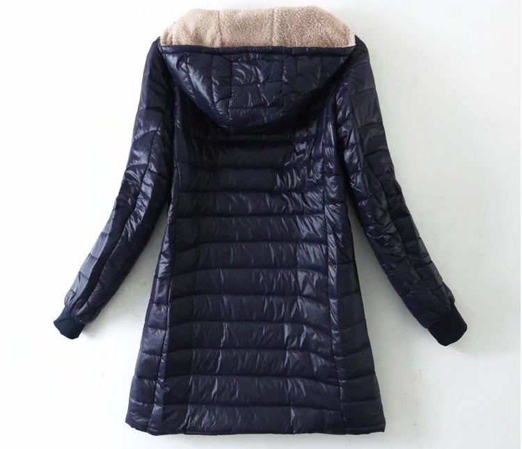 Women's Mid Long Korean hooded Slim Fit padded coat Long Sleeve Casual Outwear