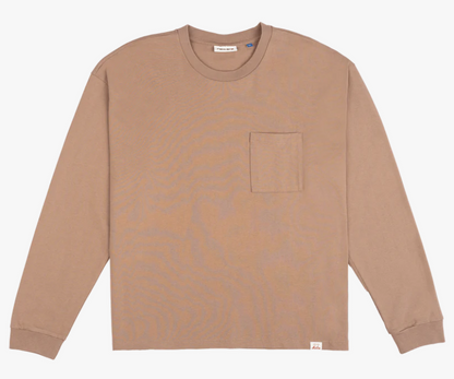 Alden Heavyweight Taupe Gray Long Sleeve Pocket T-Shirt