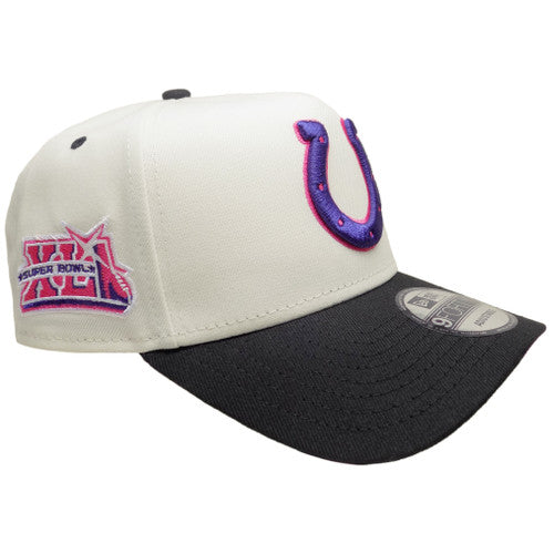 Indianapolis Colts New Era Chrome 9Forty AF Snapback - Cream, Black, Purple