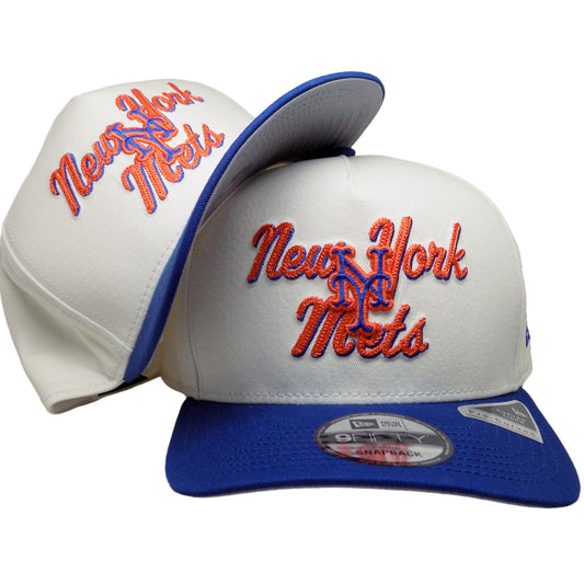 New York Mets New Era Chainstitch 9Fifty AF Snapback - Cream, Royal, Orange