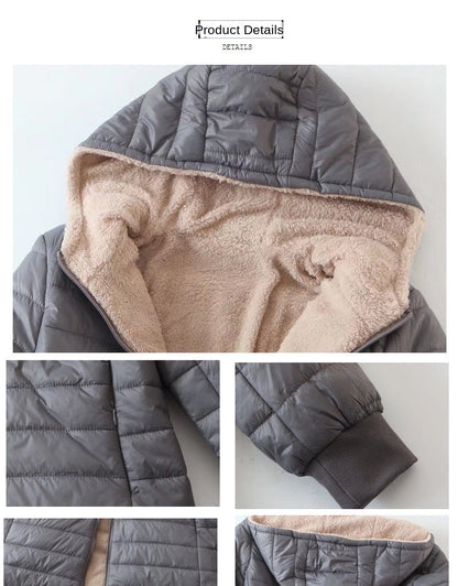 Women's Mid Long Korean hooded Slim Fit padded coat Long Sleeve Casual Outwear