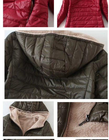 Women's Mid Long Korean hooded Slim Fit padded coat Long Sleeve Casual Outwear